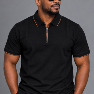 Men’s Contrast Zip-Neck T-Shirt