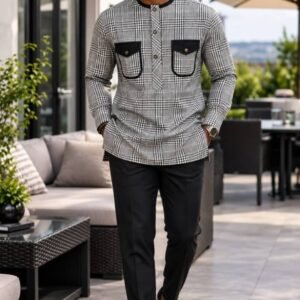 Men’s Checkered Button-Up Casual Shirt