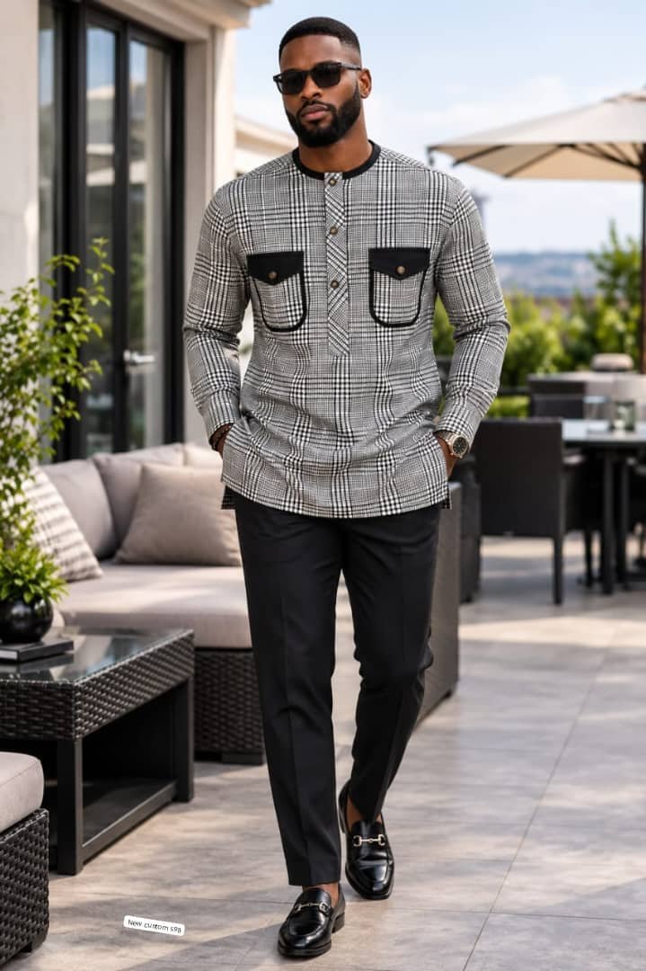 Men’s Checkered Button-Up Casual Shirt