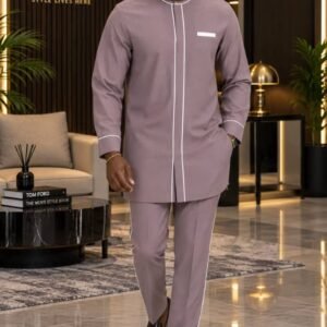 Men’s Modern Contrast-Trim Two-Piece Set