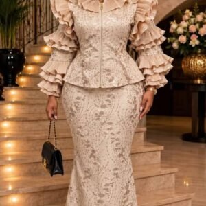 Elegant Lace Ruffle Two-Piece Set