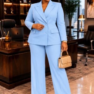 Rhema Elegant Sky Blue Women’s Tailored Suit