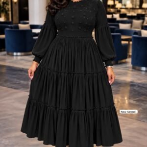 Elegant Tiered Long-Sleeve Maxi Dress