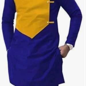 Royal Blue & Gold African Men’s 2-Piece Tunic Set