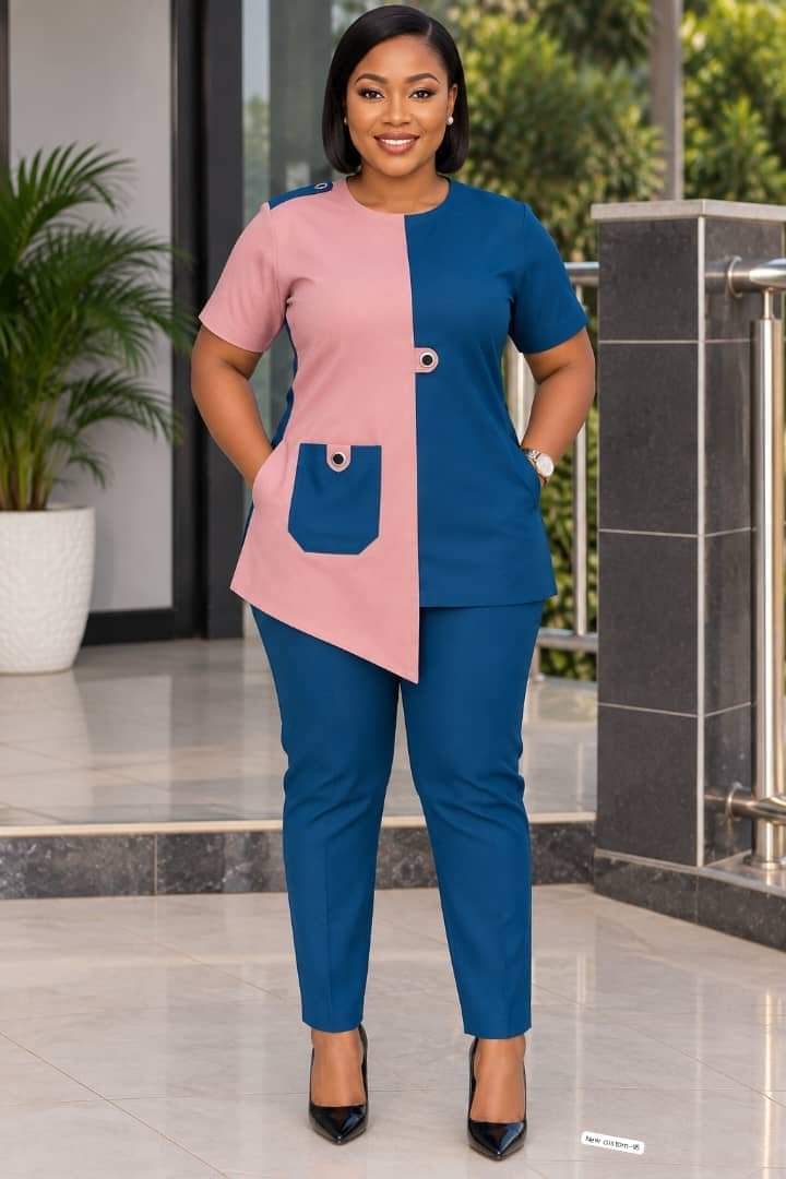 Elegant Two-Tone Women’s Scrub Set