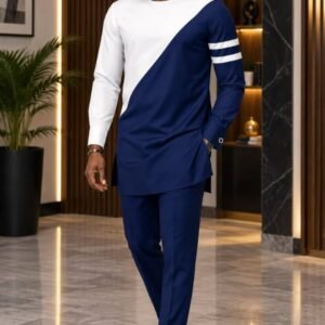 Contrast Panel Longline Men’s Two-Piece Set