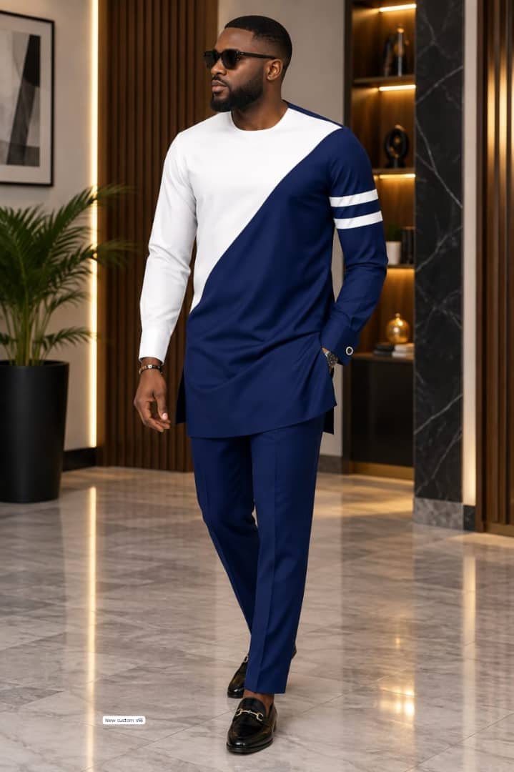 Contrast Panel Longline Men’s Two-Piece Set