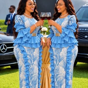 Floral Cascade Ruffle Two-Piece Set