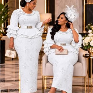 Elegant Peplum Lace Two-Piece Set