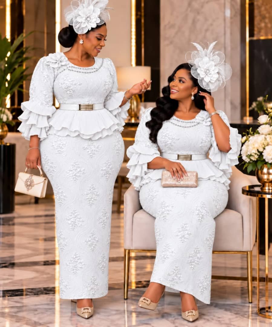 Elegant Peplum Lace Two-Piece Set