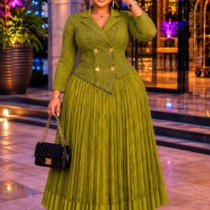 Stretchy Miyaki Pleated Maxi Dress