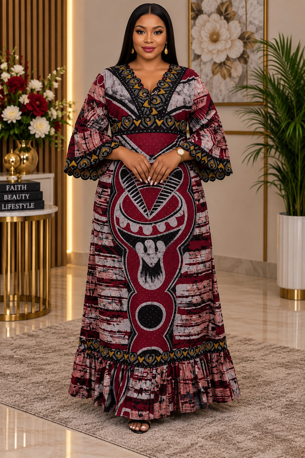 Elegant African Print Maxi Dress