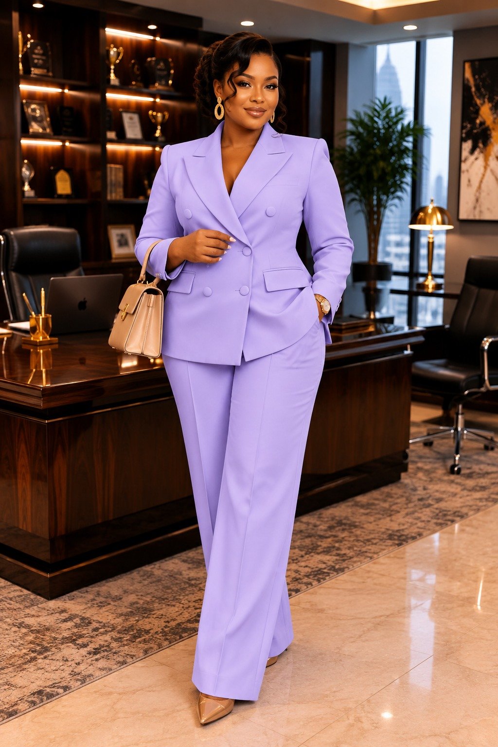 Custom-Made Lavender Double-Breasted Women’s Suit
