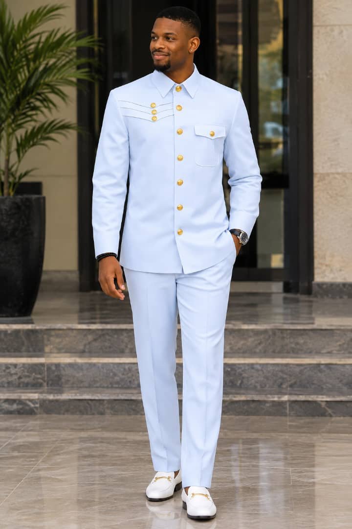 Men’s Executive Gold-Button Formal Suit Set