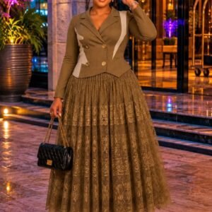 Sophisticated Tailored Pleated Maxi Dress