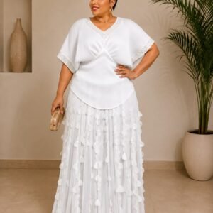 Elegant Textured Skirt & Top Set
