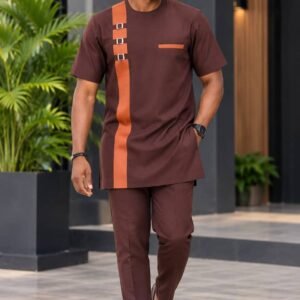 Men’s Modern African 2-Piece Shirt & Trouser Set