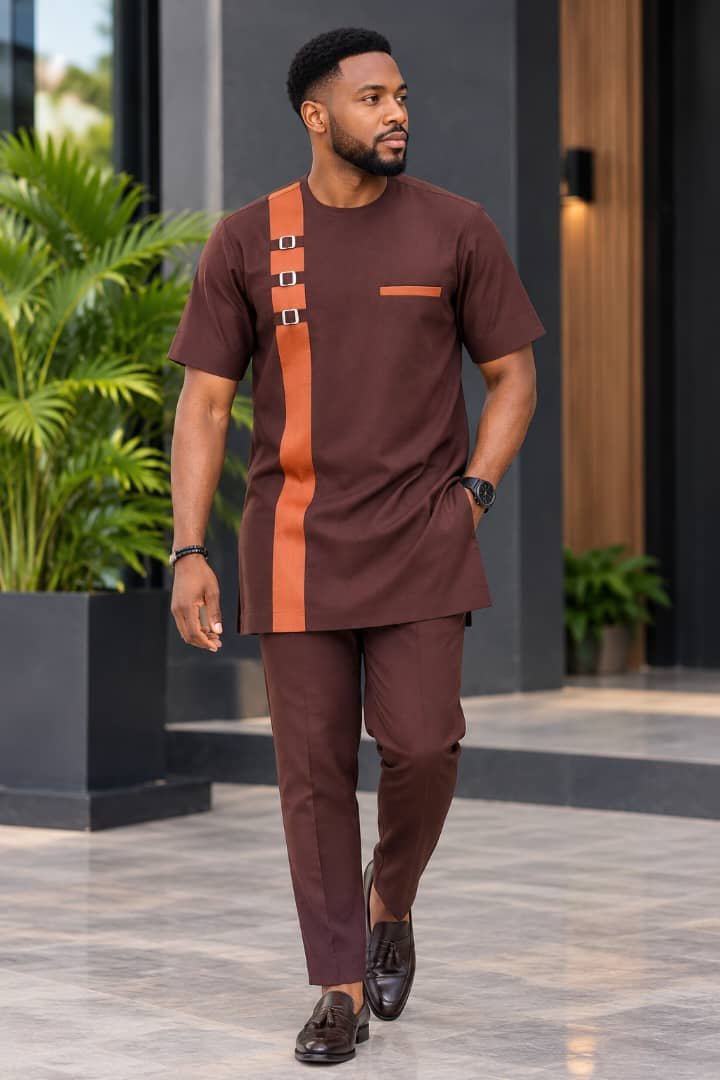 Men’s Modern African 2-Piece Shirt & Trouser Set