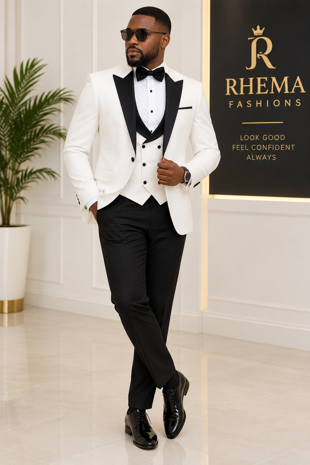 Elegant Contrast Three-Piece Suit