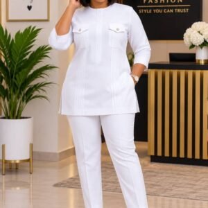Ladies Elegant Pocket Detail Two-Piece Set