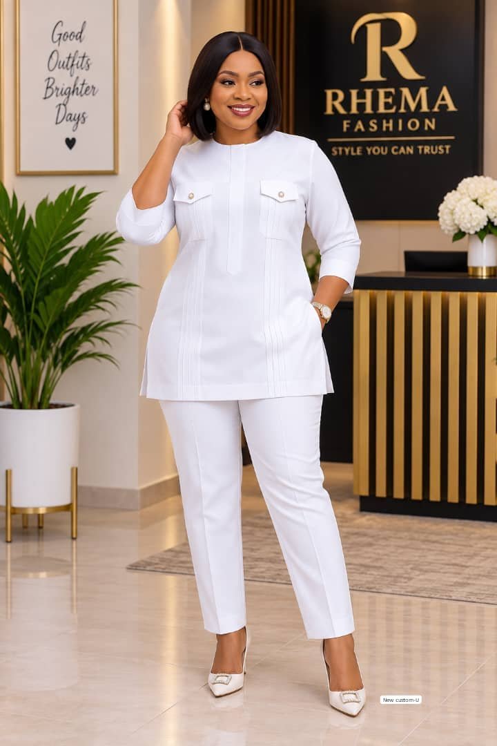 Ladies Elegant Pocket Detail Two-Piece Set