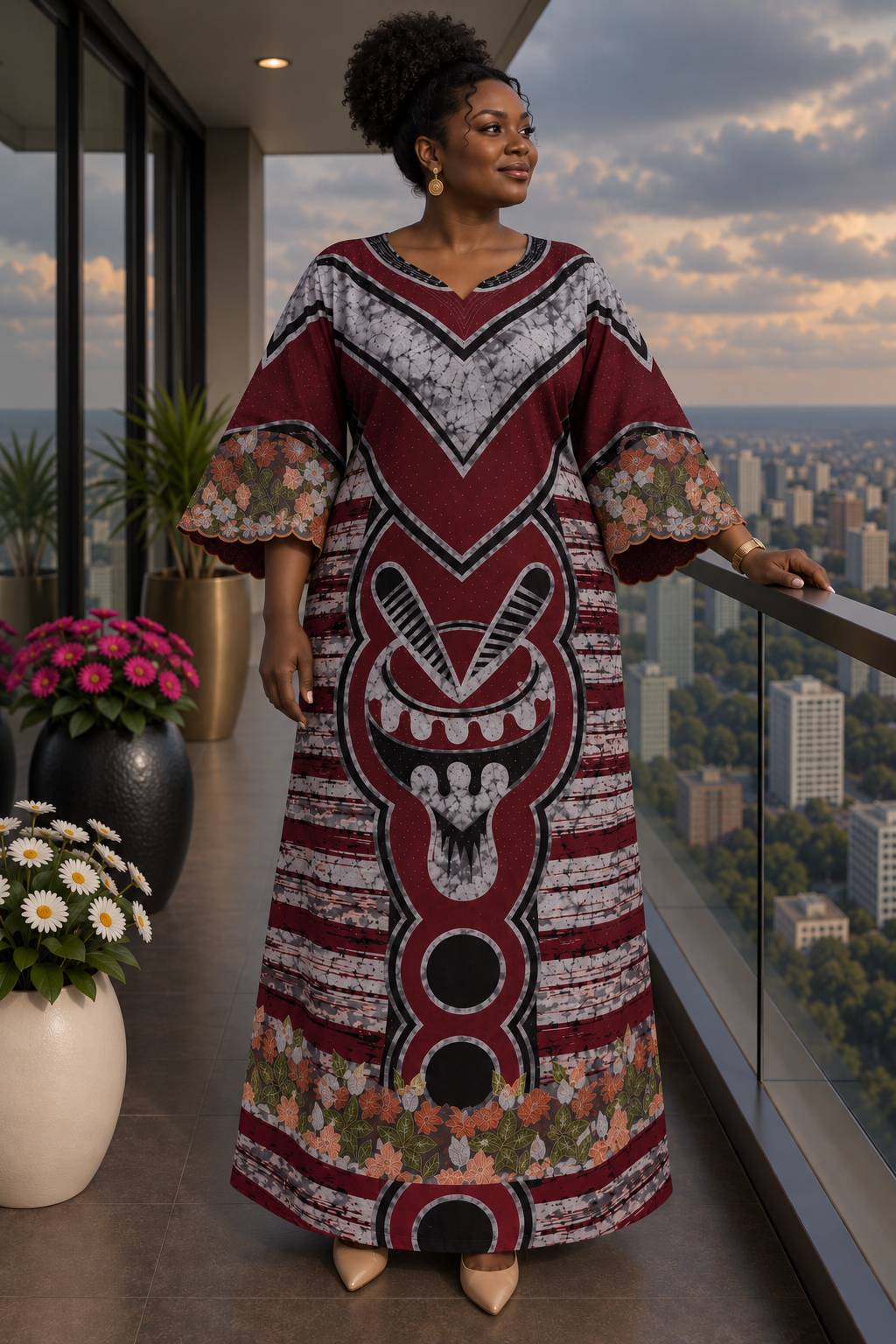 Palm Print Maxi Dress