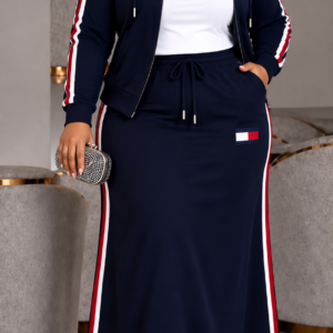 Ladies Sporty Maxi Skirt Tracksuit Set