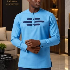 Men’s Embroidered Panel Long-Sleeve Shirt