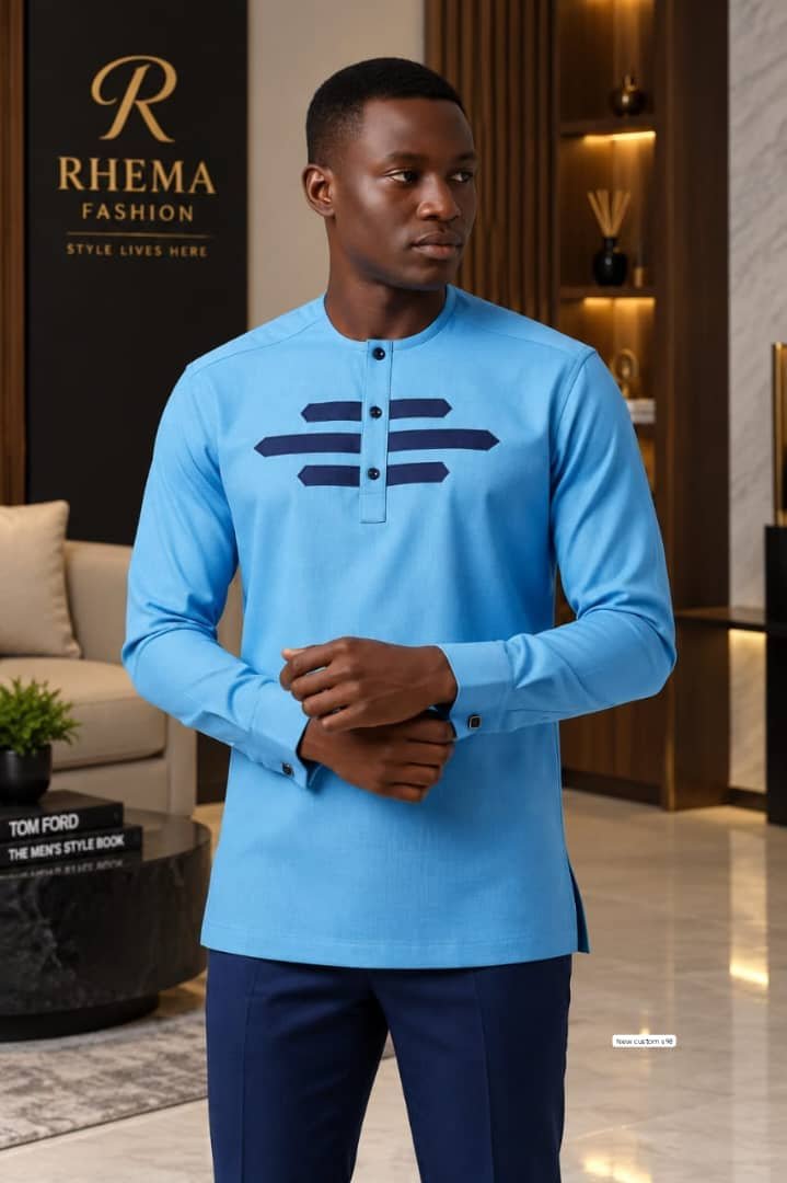 Men’s Embroidered Panel Long-Sleeve Shirt