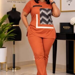 Printed Panel Two-Piece Trouser Set