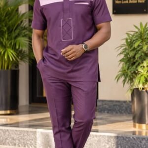 Royal Contrast Panel Two-Piece Set