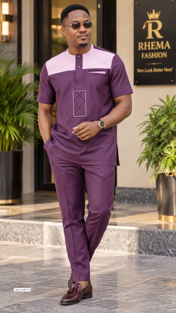 Royal Contrast Panel Two-Piece Set