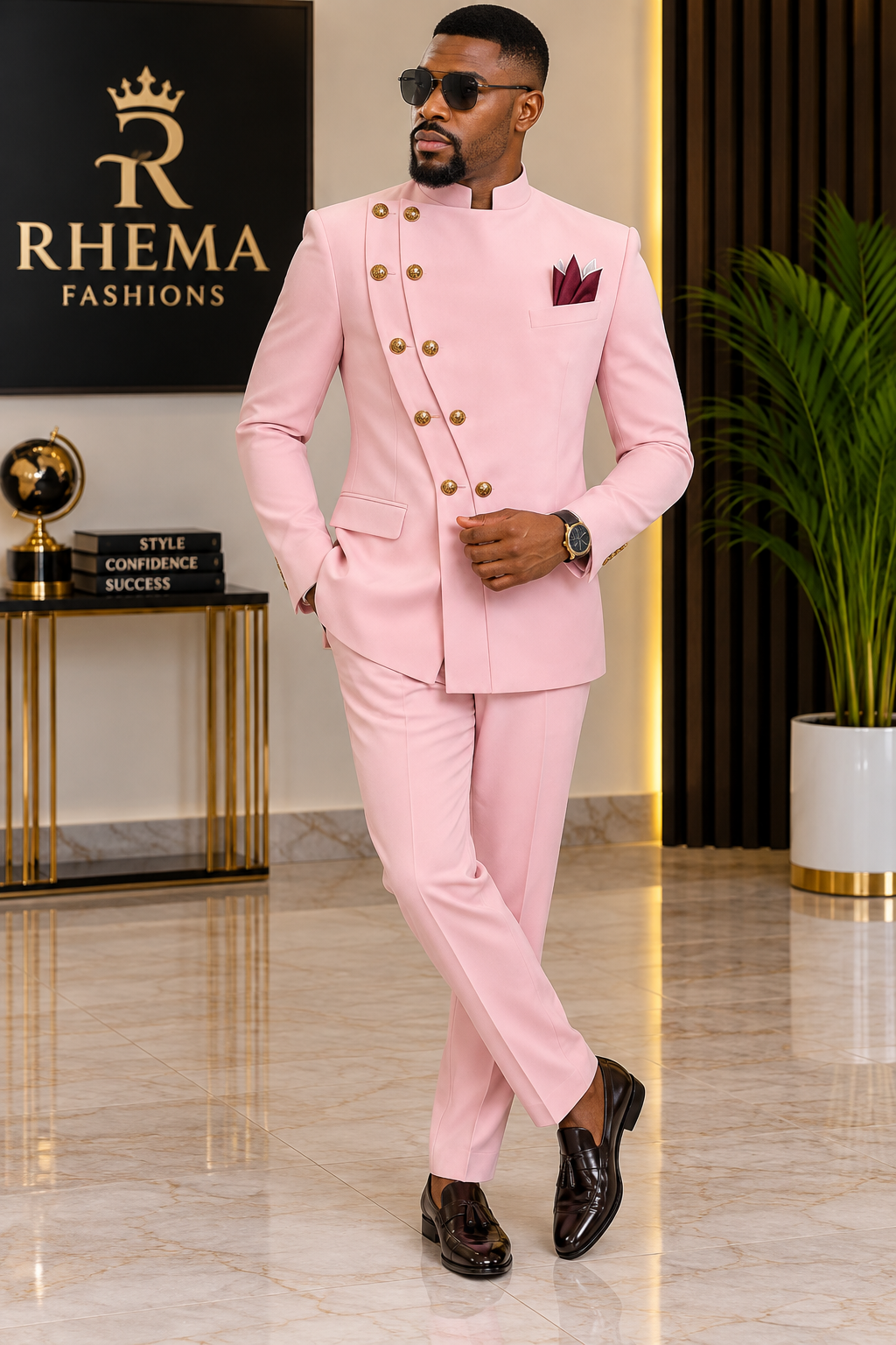 Regal Double-Button Mandarin Suit